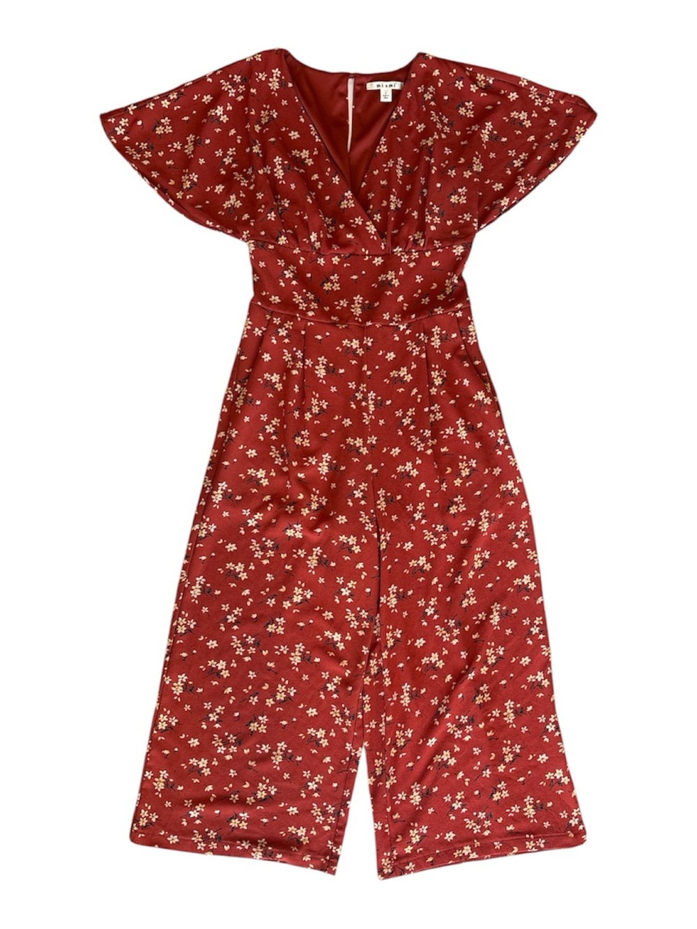 Mi Ami Romper Rust Red Floral Wide-Leg Jumpsuit Women’s S